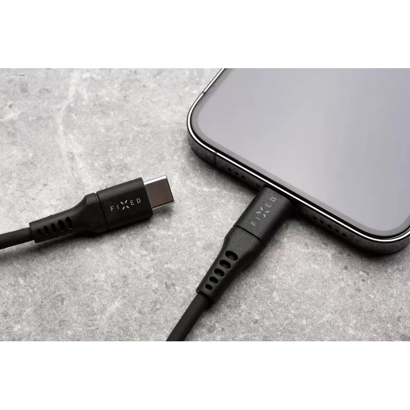 Przewód silikonowy FIXED USB-C/USB-C, 0,5 m, 60 W, czarny | Fixed