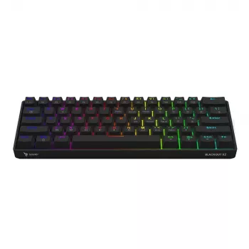 Mechaniczna klawiatura gamingowa SAVIO CzarnyOUT X2 PEACH — 61 klawiszy 60% QWERTY, RGB LED, hot-swap, USB Typ-A/Typ-C, odłączany kabel