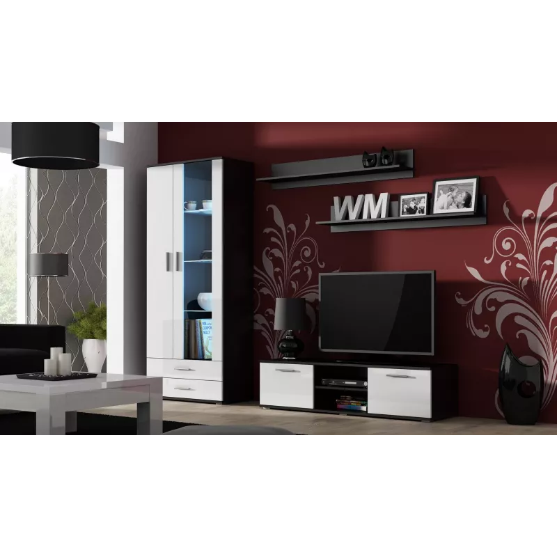 Cama stojak TV SOHO 140 czarny/biały połysk