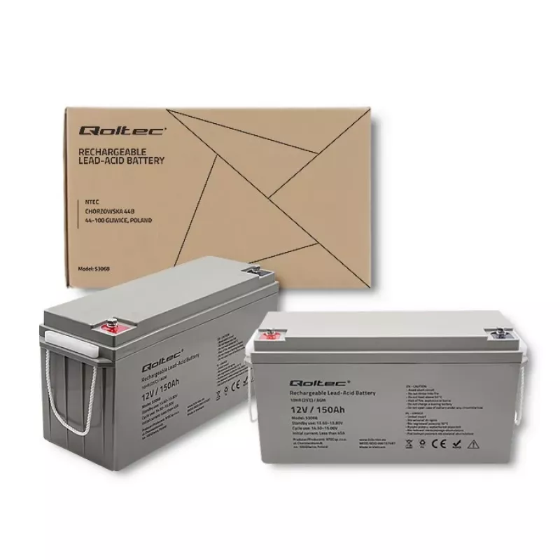 Qoltec 53068 Akumulator AGM | 12V | 150Ah | maks. 2250A