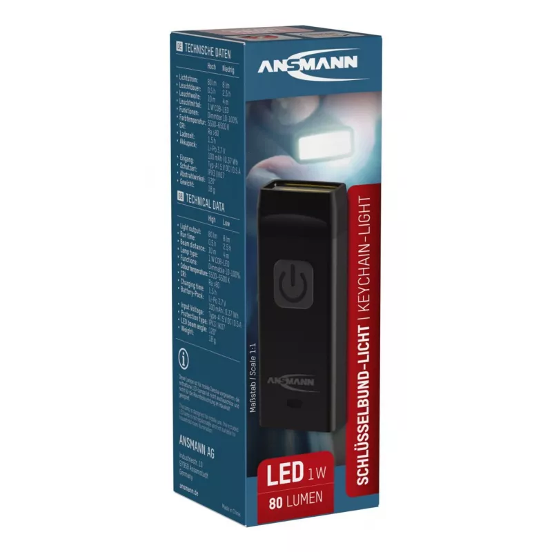 Keychain flashlight Ansmann COB LED 80 lm