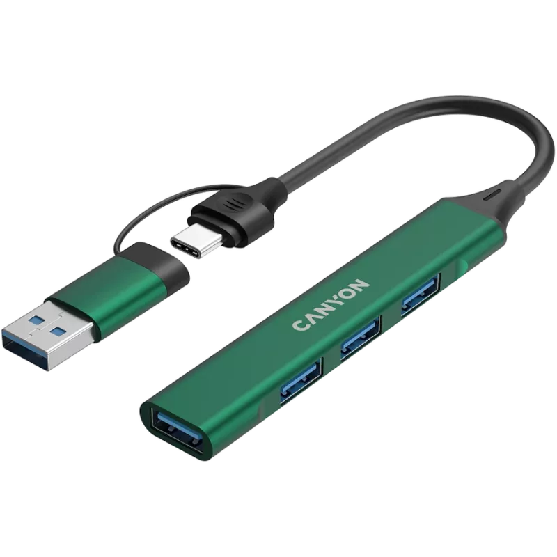 CANYON hub DS-02 4w1 USB-A/C Zielony
