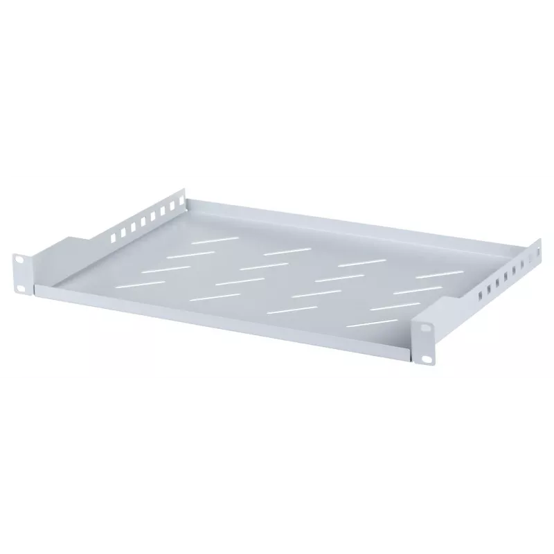 Półka rack LANBERG AK-1004-S — 1U 19 cali szara, szerokość 483 mm, głębokość 300 mm, nośność 25 kg