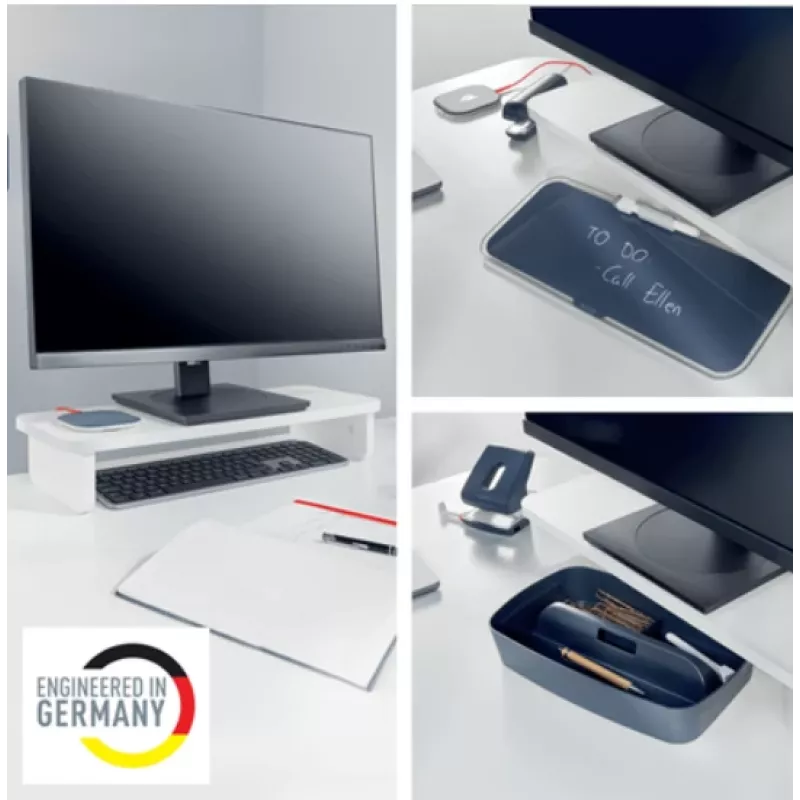 Uchwyt monitora LEITZ Freestanding 64340001 — podstawka biurkowa dla ekranów 61 cm (24 cale), udźwig 20 kg, regulacja wysokości, biały