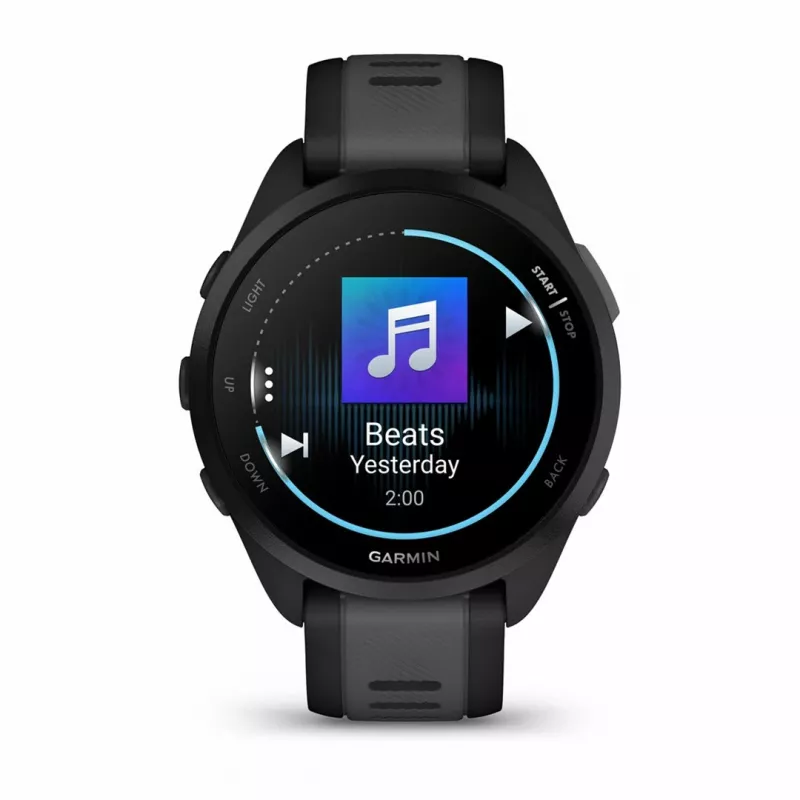 Garmin Forerunner 165 Music - Czarny - Zegarek sportowy z paskiem - Silikon - Łupkowy szary - Rozmiar nadgarstka: 126-203 mm - Wyświetlacz 3 cm (1.2) (010-02863-30)