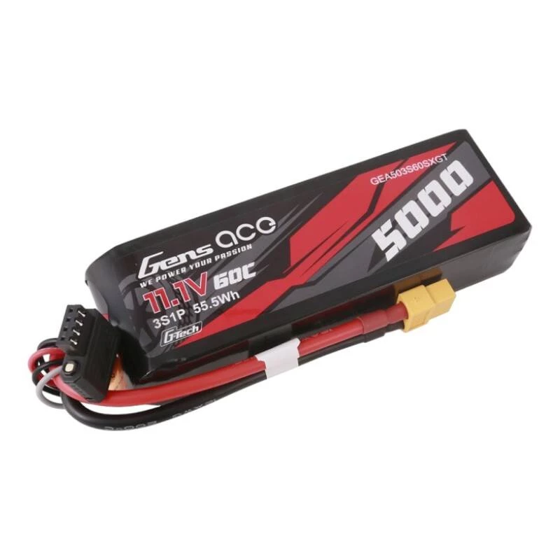 Gens ace G-Tech 5000mAh 11.1V 60C 3S1P Short-Size Lipo z wtykiem XT60