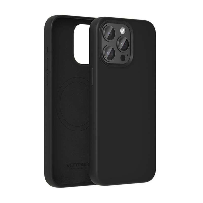 Ochronne silikonowe etui Vention KUFB0-40 do iPhone 15 Pro Max — czarna pokrowiec o miękkim dotyku