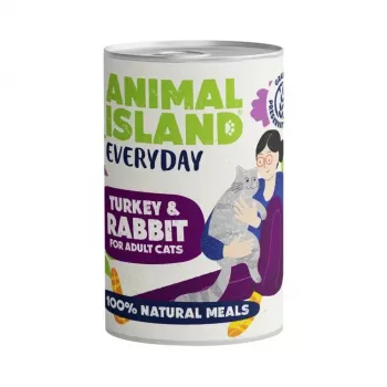 Mokra karma dla kota Animal Island Everyday — Indyk i Królik, 400 g, koty dorosłe, bez zbóż i soi