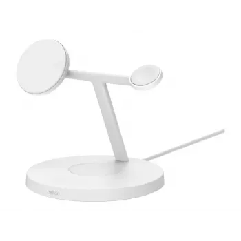 Belkin BoostCharge Pro Ładowarka Bezprzewodowa 3w1 do Słuchawek, Smartfona i Smartwatcha, Biała, Szybkie Ładowanie, Wewnętrzna