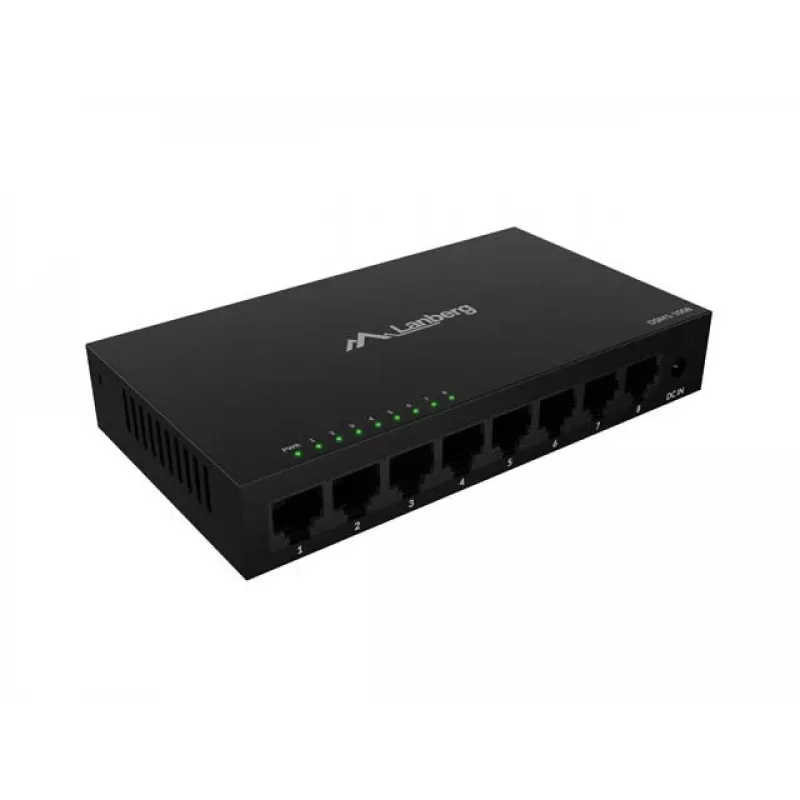 Przełącznik sieciowy LANBERG DSM1-1008 8x 1 Gb/s niezarządzalny Gigabit Ethernet desktop 12V metalowa obudowa