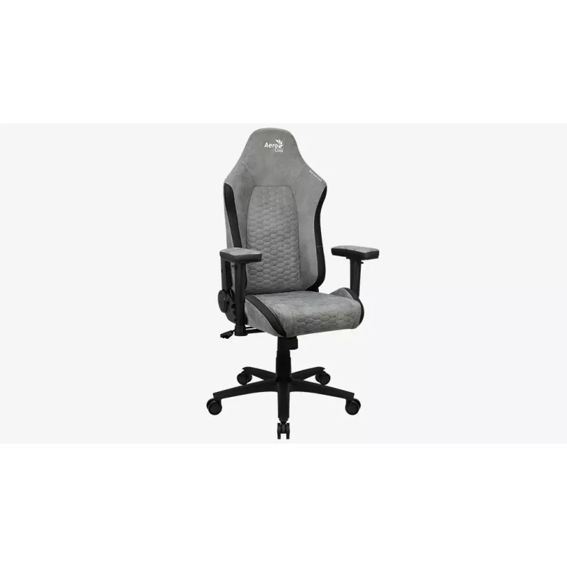 Uniwersalny fotel gamingowy Aerocool Crown AeroSuede z wyściełanym siedziskiem, kamiennoszary