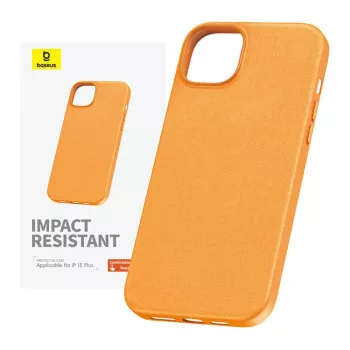 Etui na iPhone 15 Plus Baseus Fauxther Series (Pomarańczowy)