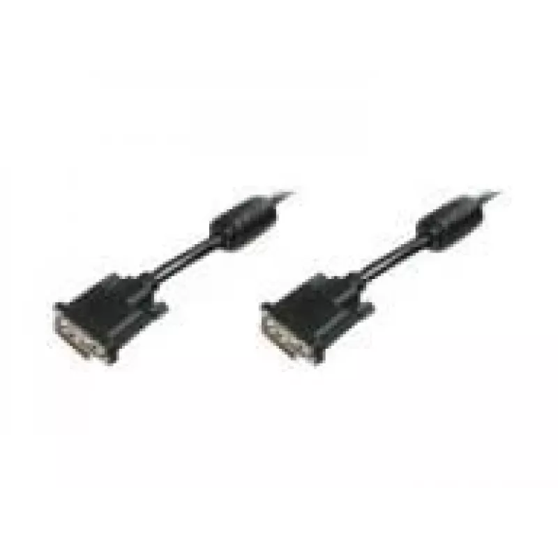 DIGITUS - Kabel DVI - Dual Link - DVI-D (M) - DVI-D (M) - 5,0m - Formowany, Śruby radełkowane - Czarny (AK-320101-050-S)