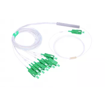 Rozdzielacz kablowy Extralink Splitter 1:8 PLC SC/APC 900um 1.5m Zielony Biały