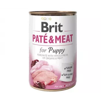 Mokra karma dla psów Brit Paté & Meat Puppy Chicken 400 g — mokry pasztet dla szczeniąt, bezzbożowa, 75% wilgotności, 11,5% białka