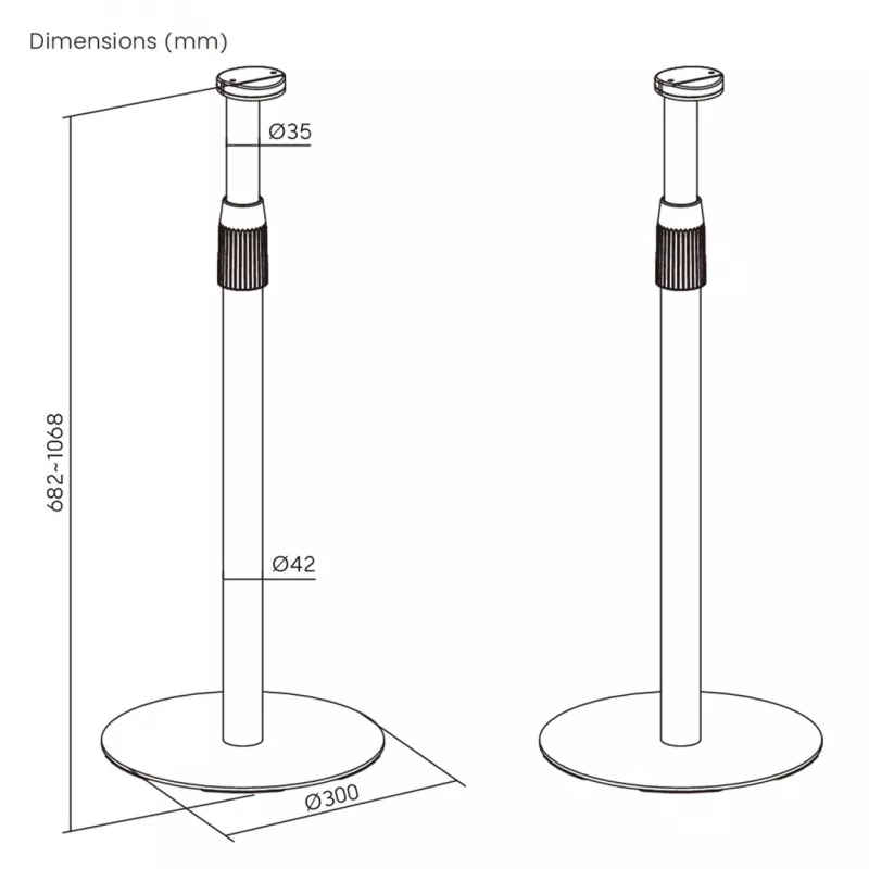 Stojak podłogowy MACLEAN MC-496 do Sonos Era 100 i 300, regulowana wysokość 682–1068 mm