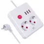 Listwa zasilająca MACLEAN MCE388 W — 2 gniazda, 3×USB, 110–240V, 2500W, kabel 3 m, biała