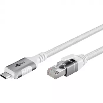 Kabel sieciowy Goobay 74180 USB C RJ-45 Cat6 10 m biały