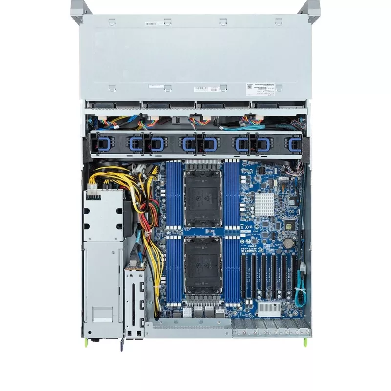 Serwer rack 4U GIGABYTE S453-S70-AAV1 — dwugniazdowy LGA4677, DDR5, 16 gniazd DIMM, 38× 2,5 cala/M.2, redundantny zasilacz 1600 W (80 PLUS Titanium)