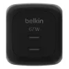 Szybka ładowarka sieciowa Belkin WCH020kqBK, 2× USB-C, uniwersalna kompatybilność, zabezpieczenia zasilania, czarna
