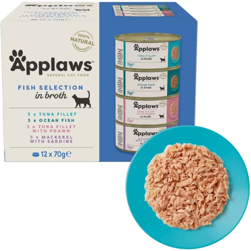 APPLAWS Fish selection multipack in broth - mokra karma dla kota - 12x70g