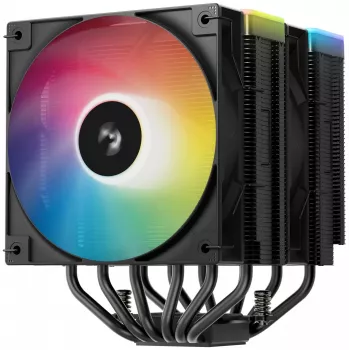 Chłodzenie powietrzne DeepCool AG620 BK ARGB V2 — 120 mm podwójny wentylator, 6 rurek cieplnych, obsługa LGA 1700/AM4/AM5, czarny