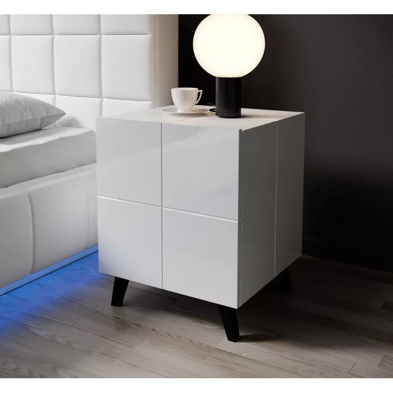 Cama Stolik nocny REJA biały połysk/biały połysk