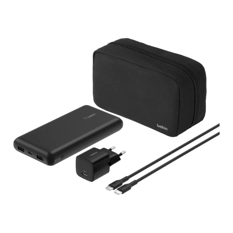 Belkin BoostCharge - Powerbank + zasilacz sieciowy - 20000 mAh - PD - 3 porty wyjściowe (24-pin USB-C, 2 x USB)