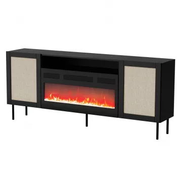 JUTA EF komoda + electric kominek 202x39.5x85 czarny + linol calabria