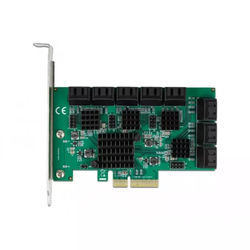 Karta DeLOCK 16 portów SATA PCI Express x4 6 Gbit/s zielono-szara