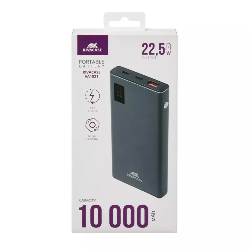 Powerbank Rivacase VA1021 10000 mAh, podwójne wyjścia USB, wskaźniki LED, kompaktowa ładowarka przenośna
