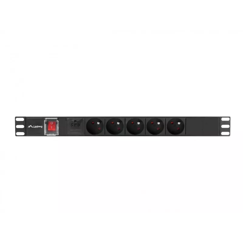 Lanberg PDU-05E-0200-IEC-BK jednostka dystrybucji zasilania (PDU) 5 gniazd AC 1U Czarny