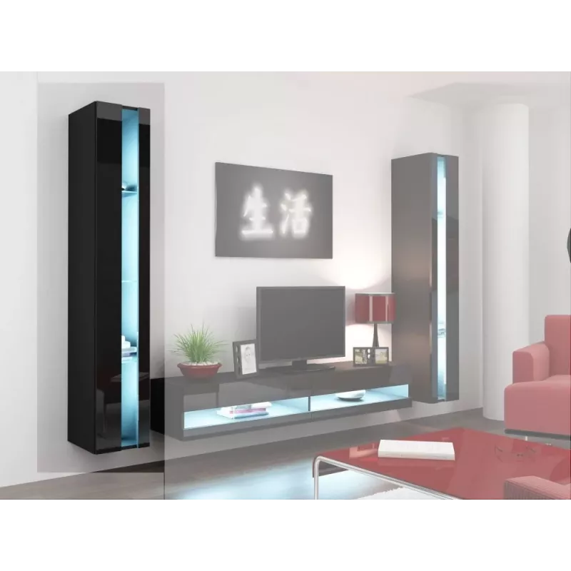 Regał Cama VIGO NEW 180/40/30 czarny/czarny połysk