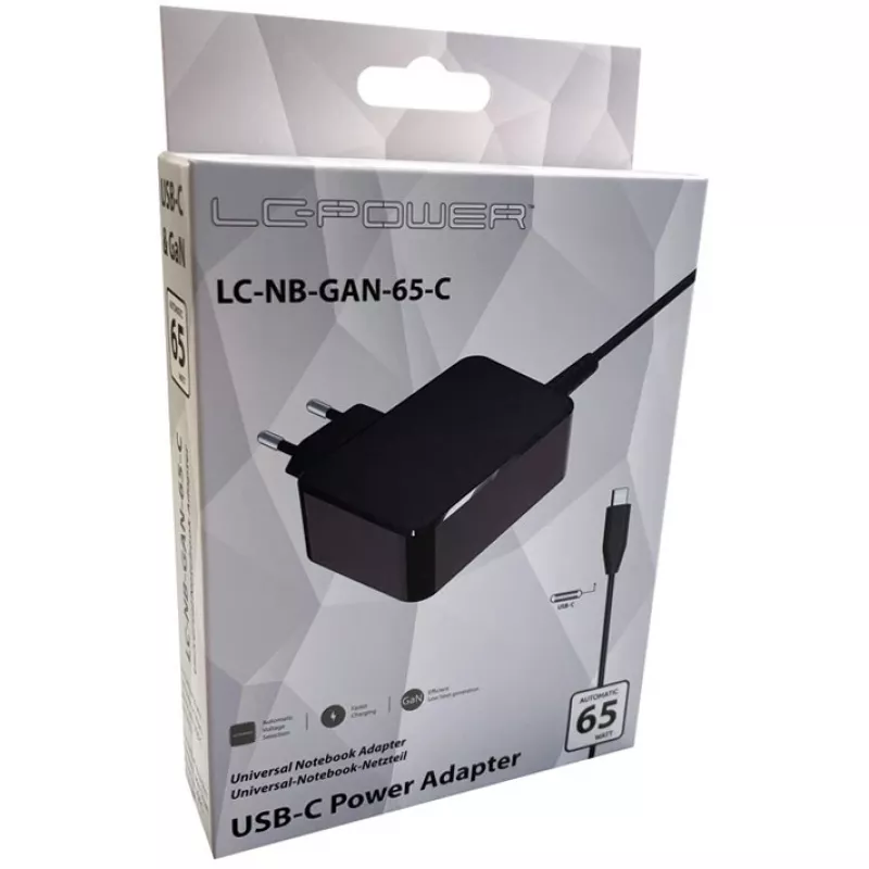 Ładowarka do urządzeń mobilnych LC-Power LC-NB-GAN-65-C Laptop Czarny AC Wewnętrzna