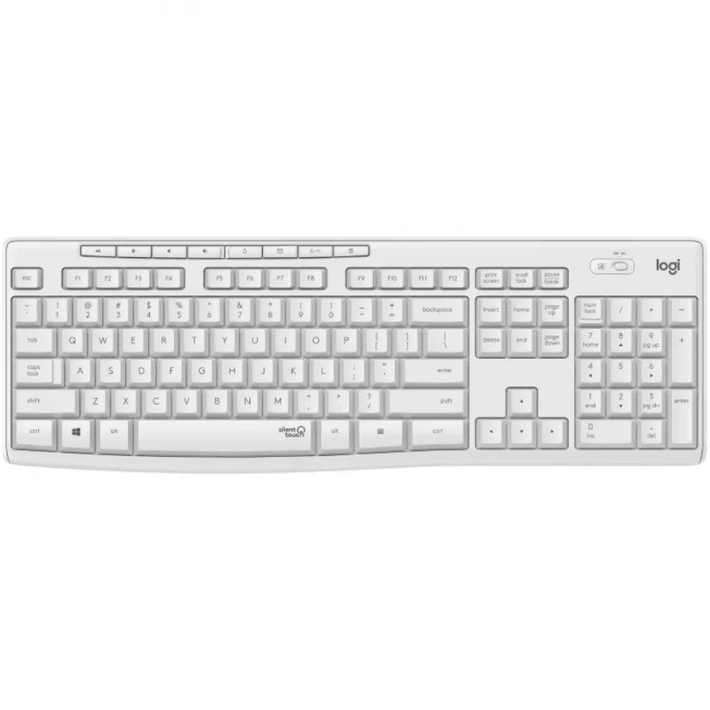 Zestaw Logitech MK295 Cicha Klawiatura i Mysz, Biały, Bezprzewodowy przez Odbiornik USB, Szwajcarski, 920-009872