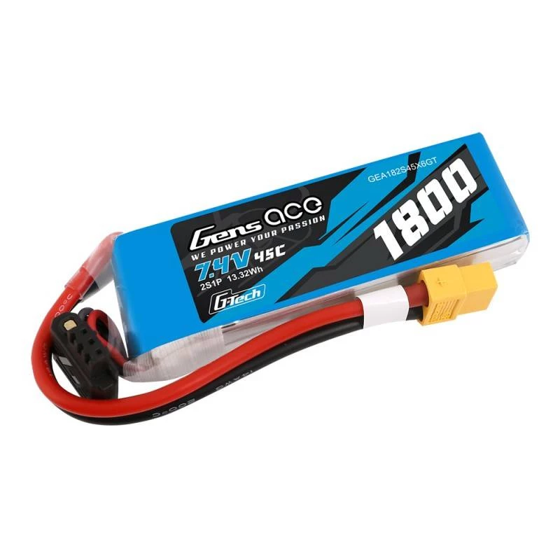 Bateria GensAce G-Tech LiPo 1800mAh 7.4V 45C 2S1P XT60