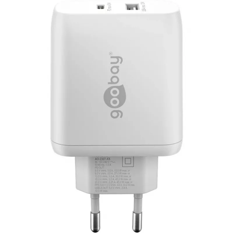 Goobay 65412 Ładowarka do urządzeń mobilnych Słuchawki, Laptop, Smartfon, Tablet Biała AC Wewnętrzna