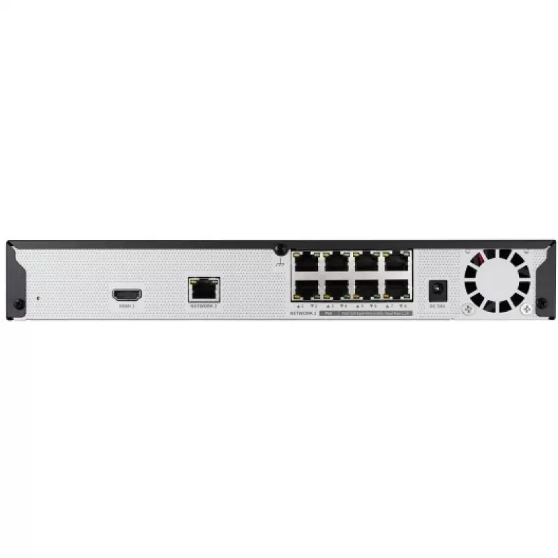Rejestrator sieciowy - 8 kanałów IP - H.265 - 80 Mb/s - bez dysku twardego - HDMI - przełącznik PoE