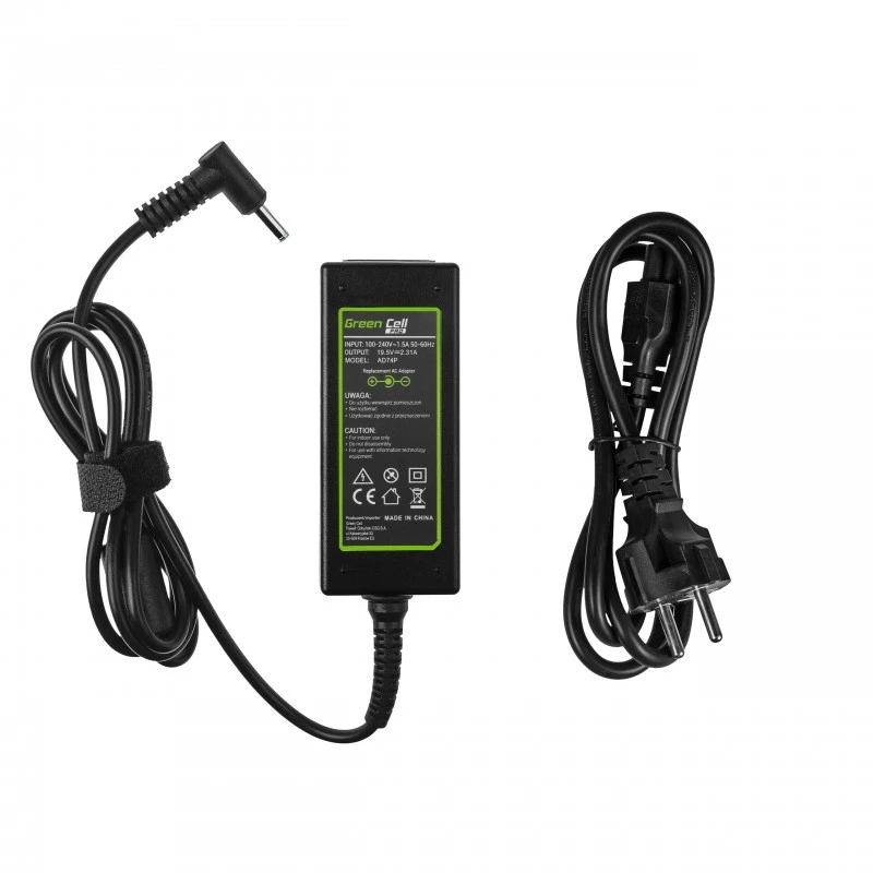 Adapter zasilania laptopa AC-to-DC Green Cell AD74P 45W 19.5V 2.31A do użytku wewnętrznego, czarny