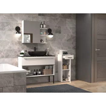 Półkolumna łazienkowa z szufladą Top E Shop Nel 30×30×85 cm biała matowa