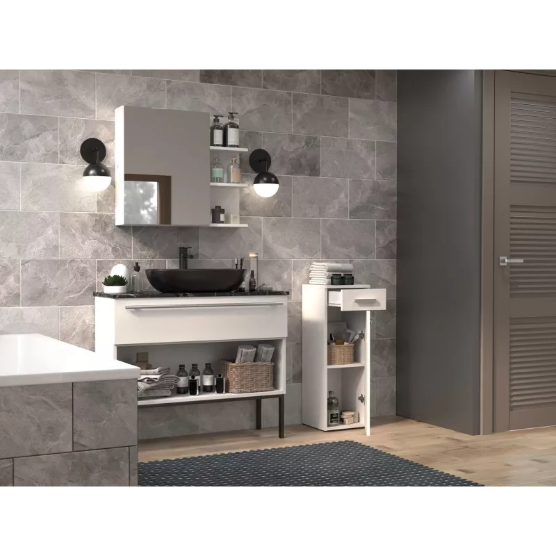 Półkolumna łazienkowa z szufladą Top E Shop Nel 30×30×85 cm biała matowa