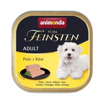 Mokra karma dla psa animonda Vom Feinsten Indyk + Ser 150 g — dorosły, tacka, 10,5% białka, 81% wilgotności