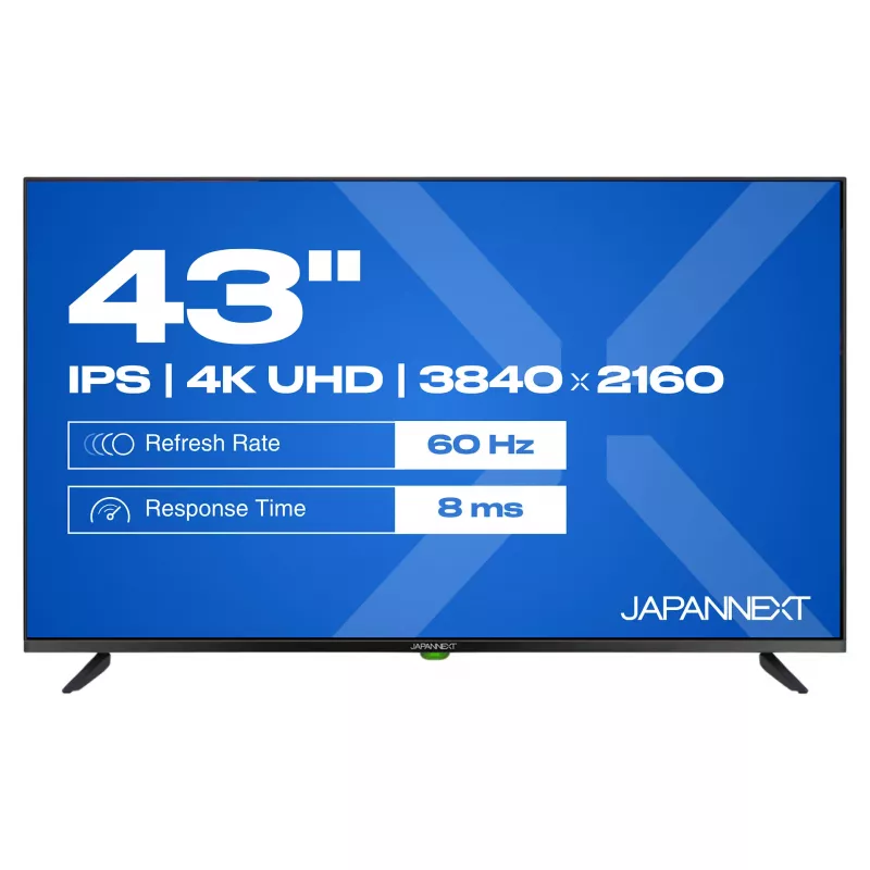 109,2cm/43 (3840x2160) JAPANNEXT JN-IPS430UHD60F 16:9 IPS 60Hz HDMI USB WLAN Głośnik Czarny