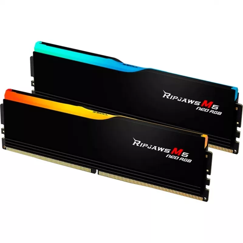 DIMM 64 GB DDR5-6000 (2x 32 GB) Dual-Kit, Arbeitsspeicher schwarz, F5-6000J3636F32GX2-RM5NRK, Ripjaws M5 Neo RGB, AMD EXPO
