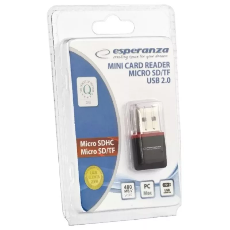 Czytnik kart Esperanza EA134K Czarny, Srebrny, Przezroczysty USB 2.0