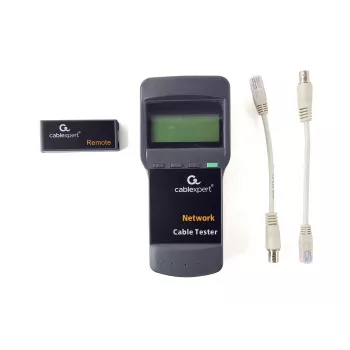 Tester kabli sieciowych GEMBIRD NCT-31 — tester ciągłości z LCD, obsługa RJ-11/RJ-12/RJ-45, czarny