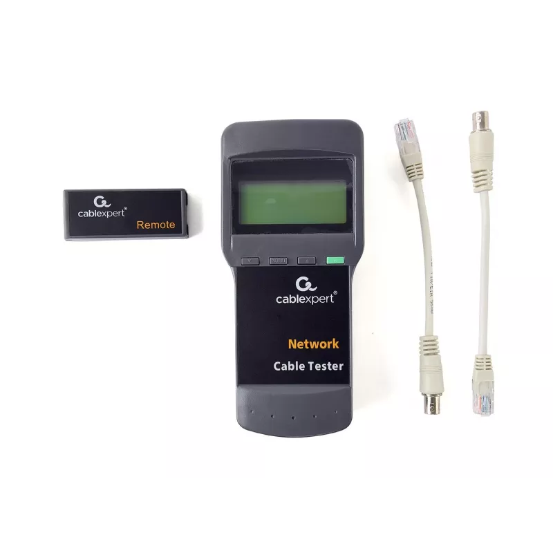 Tester kabli sieciowych GEMBIRD NCT-31 — tester ciągłości z LCD, obsługa RJ-11/RJ-12/RJ-45, czarny
