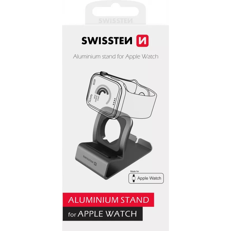 Aluminiowa podstawka SWISSTEN 25005200 do Apple Watch Series 1–6, szara