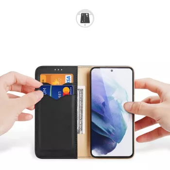 Dux Ducis Dux Ducis Hivo skórzany portfel z klapką z naturalnej skóry etui na karty i dokumenty Samsung Galaxy S22+ (S22 Plus) czarny