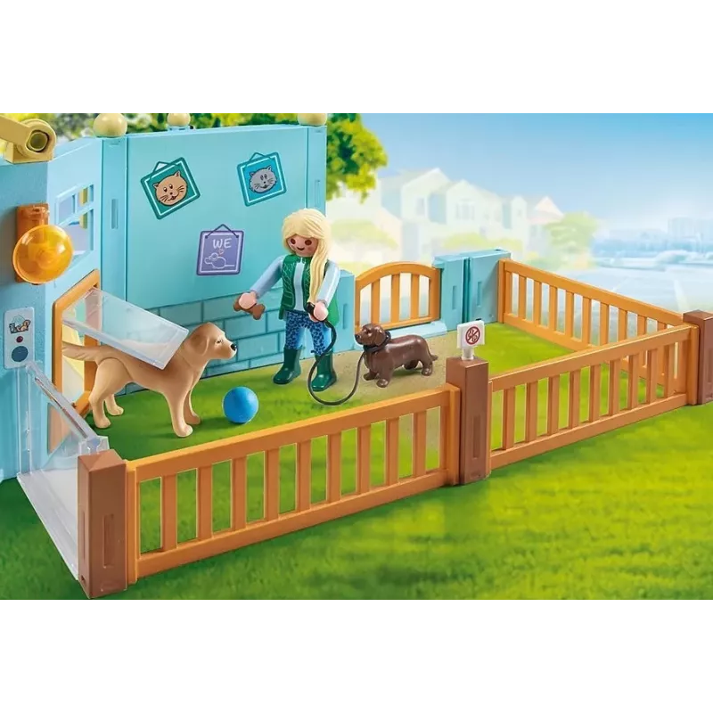 Zestaw PLAYMOBIL My Life 71742 Hotel dla zwierząt z figurkami – zestaw z budynkiem hotelu i figurkami zwierząt